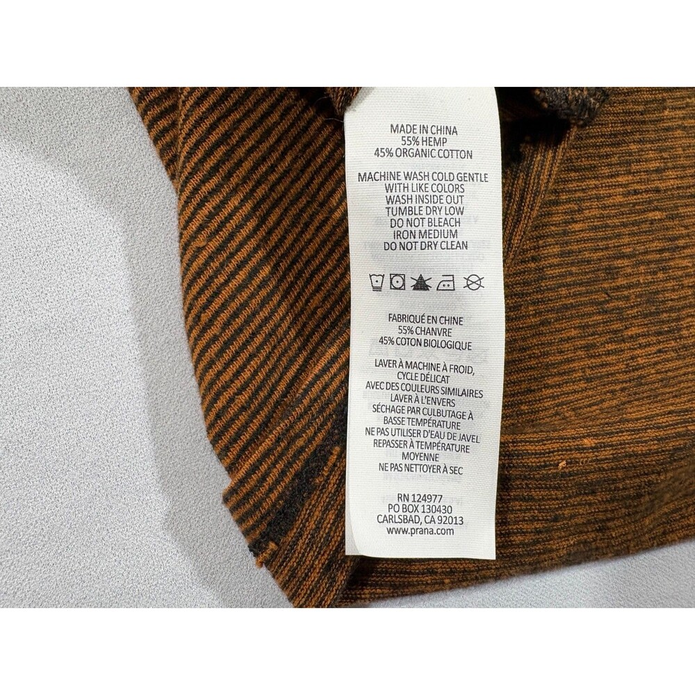 Prana Patty Womens Henley Tank Adobe Brown Stripes Hemp Organic Cotton Sz M NEW - Picture 12 of 12